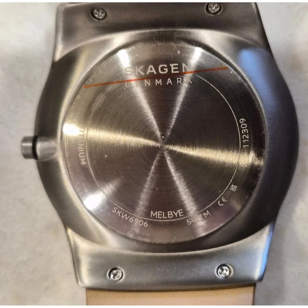 Skagen Melbye Mens Titanium Watch Blue Dial Brown Leather Strap SKW6906 New - Picture 5 of 9